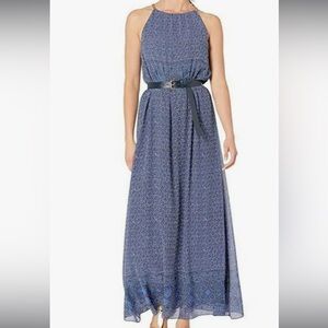 EUC Michael Michael Kors tile print chain Maxi dress with belt